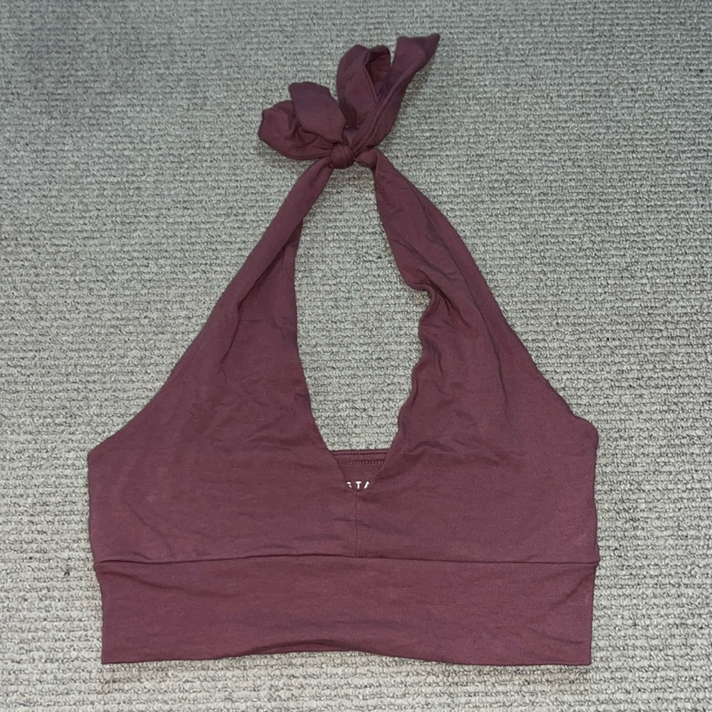 Pinky Purple Tie Neck low cut tank top